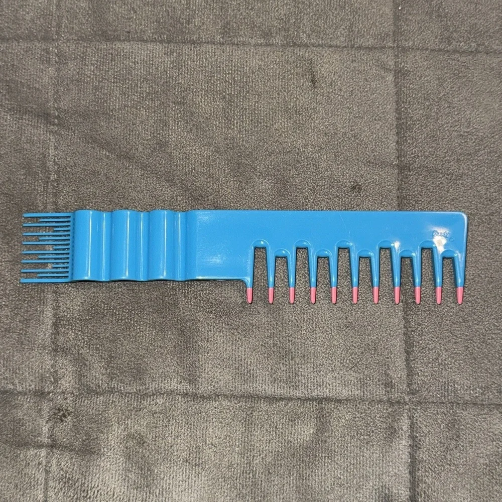 Vintage Goody Wide‎ Tooth Comb Detangling Pick Hair Comb Blue Pink Dipped